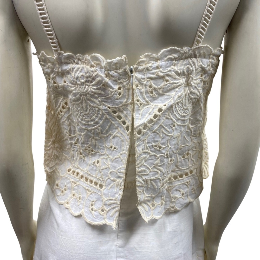 Chelsea & Violet Ivory Eyelet Lace Mini Dress Two Tier Embroidered‎ Skirt Md NWT - Picture 14 of 16